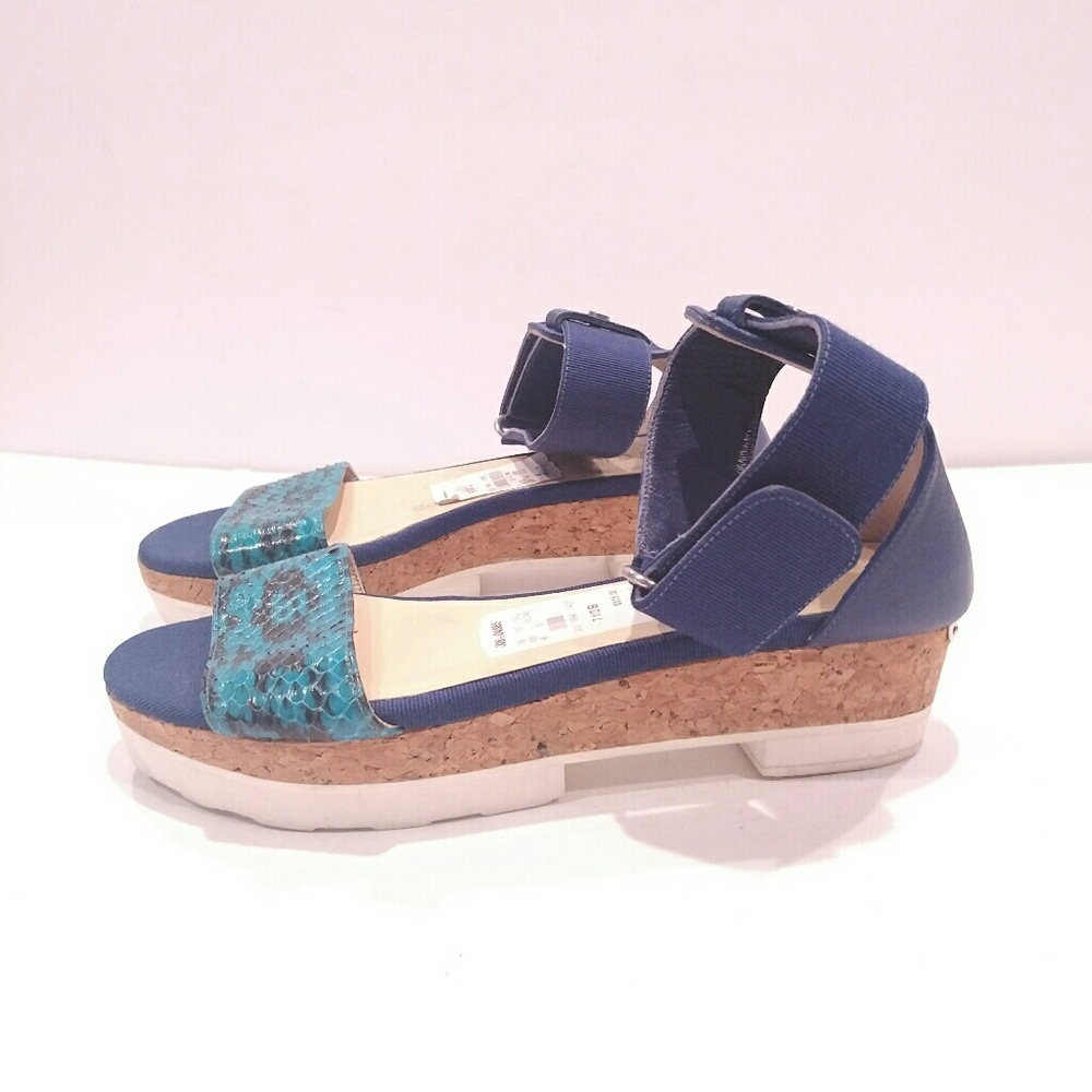 Jimmy Choo Neat Platform Sandals womens shoes blue  7.5 b 37 Wedge